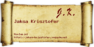 Jaksa Krisztofer névjegykártya